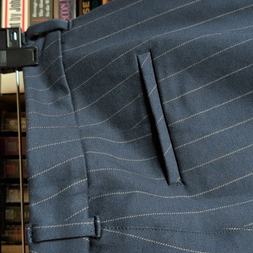 Torrid Studio Luxe Ponte Dark Blue Pinstripe Dress Pant, Trouser Straight - Picture 8 of 11